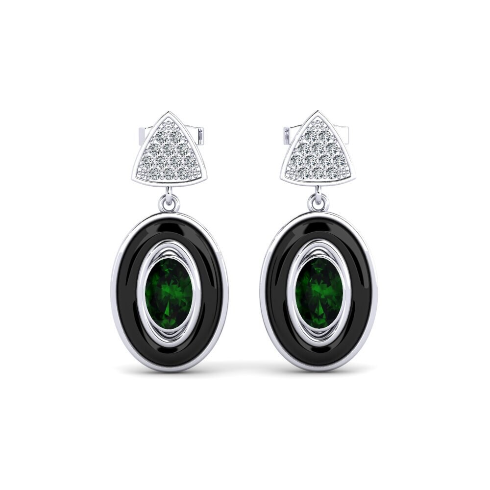 White Silver Green Tourmaline Women's Earring Trierty