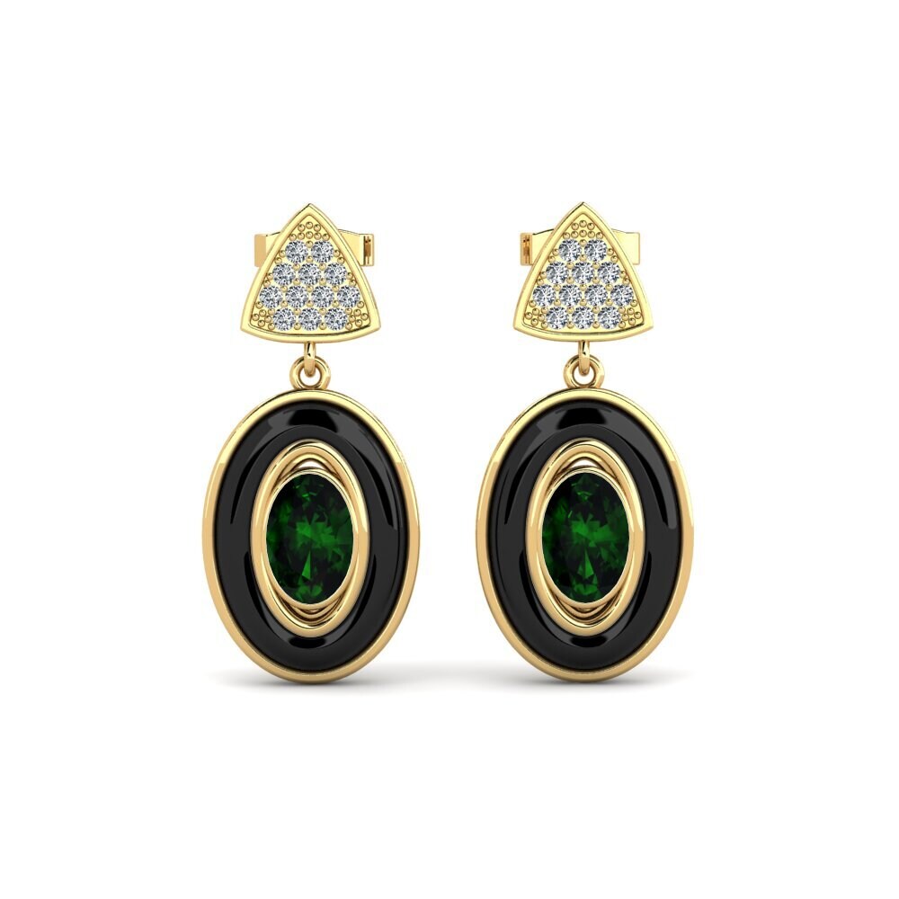 14ct Yellow Gold Green Tourmaline Women's Earring Trierty