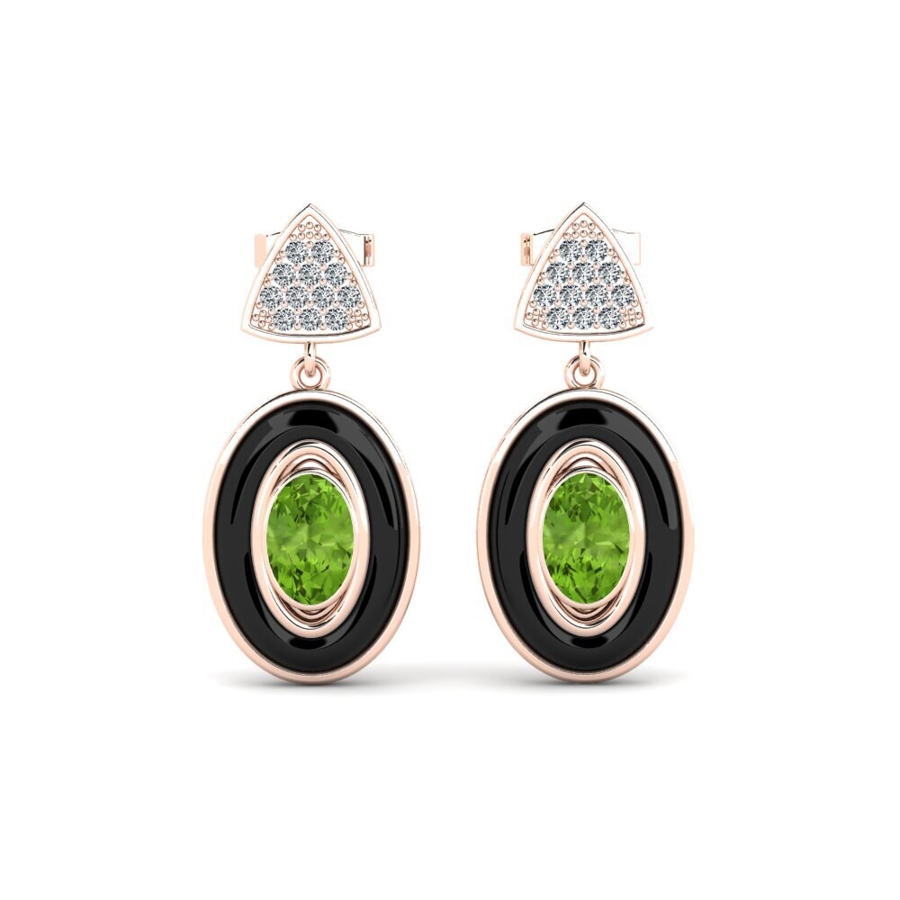 14ct Rose Gold Peridot Women's Earring Trierty