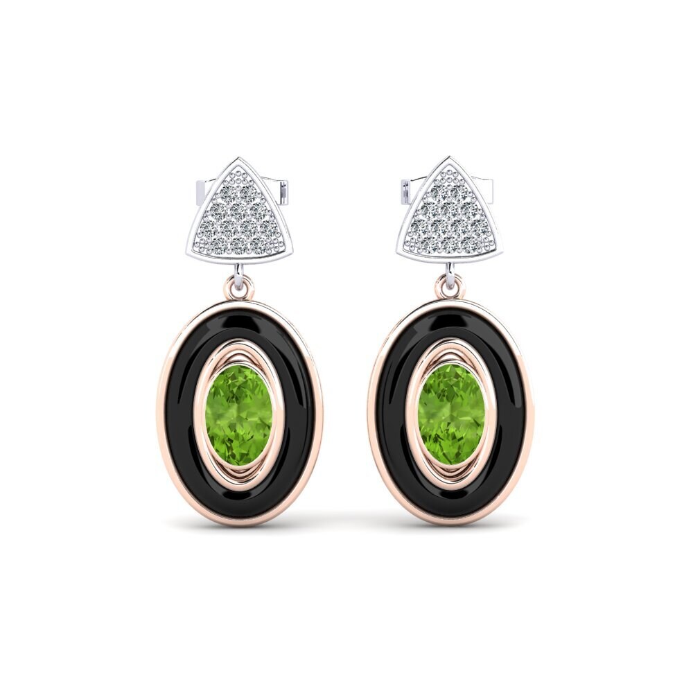 14ct Rose & White Gold Peridot Women's Earring Trierty