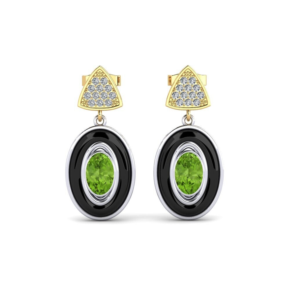 9ct White & Yellow Gold Peridot Women's Earring Trierty