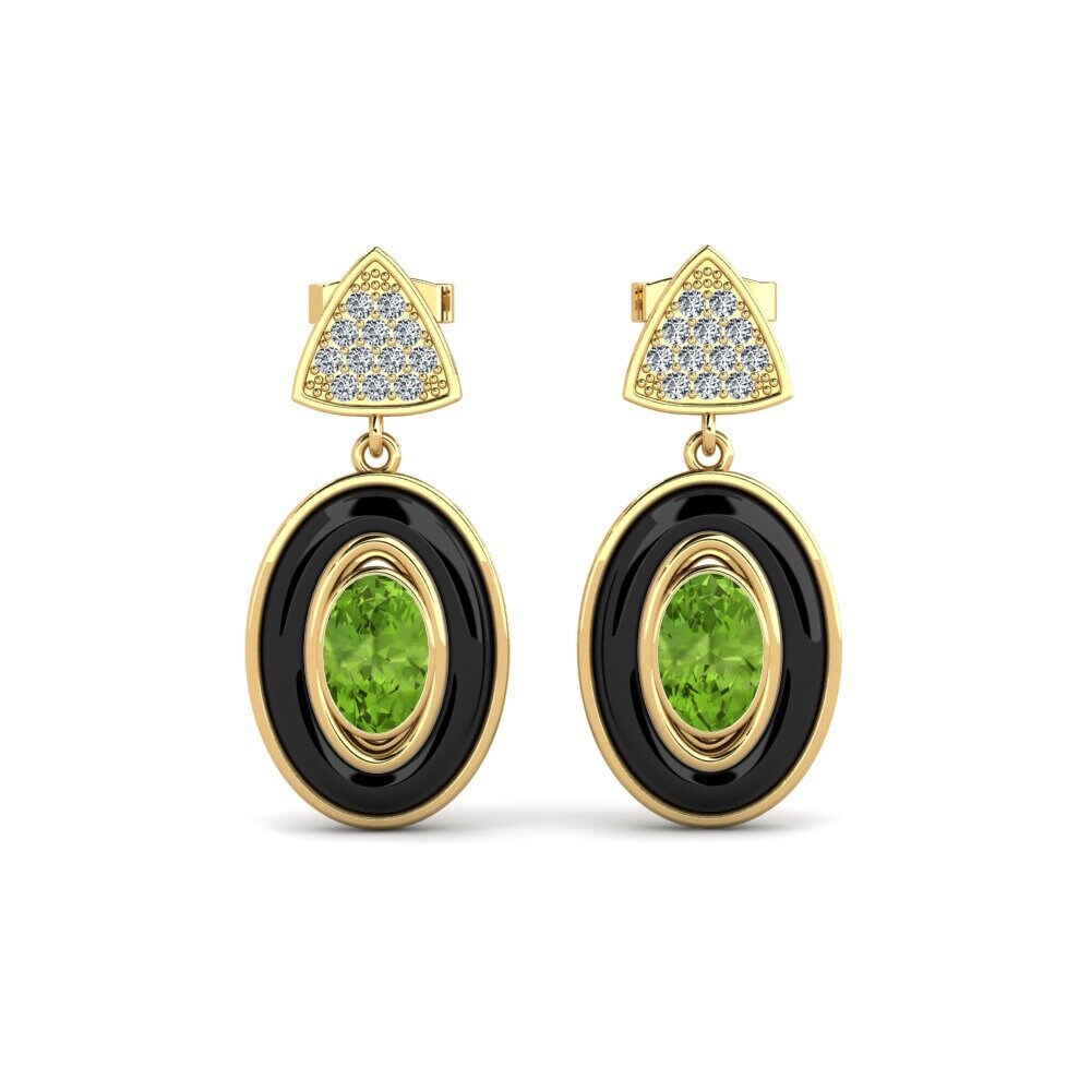 14ct Yellow Gold Peridot Women's Earring Trierty