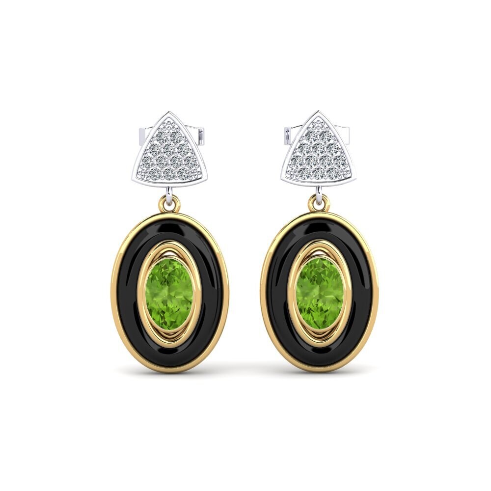 14ct Yellow & White Gold Peridot Women's Earring Trierty