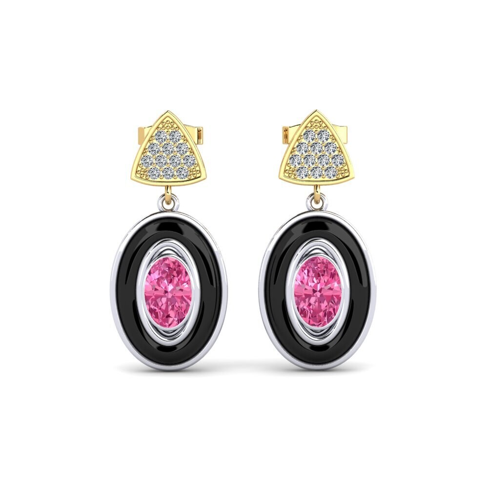 18ct White & Yellow Gold Pink Tourmaline Women's Earring Trierty
