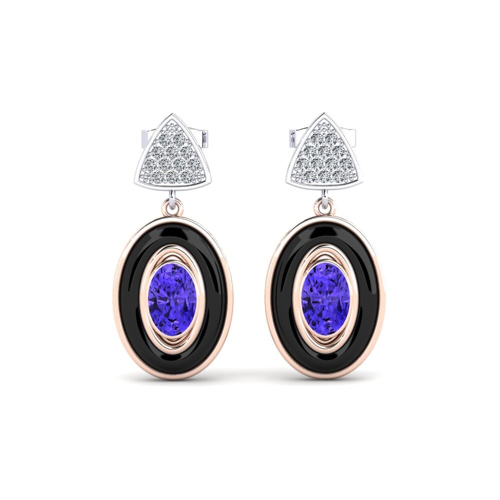 14ct Rose & White Gold Tanzanite Women's Earring Trierty