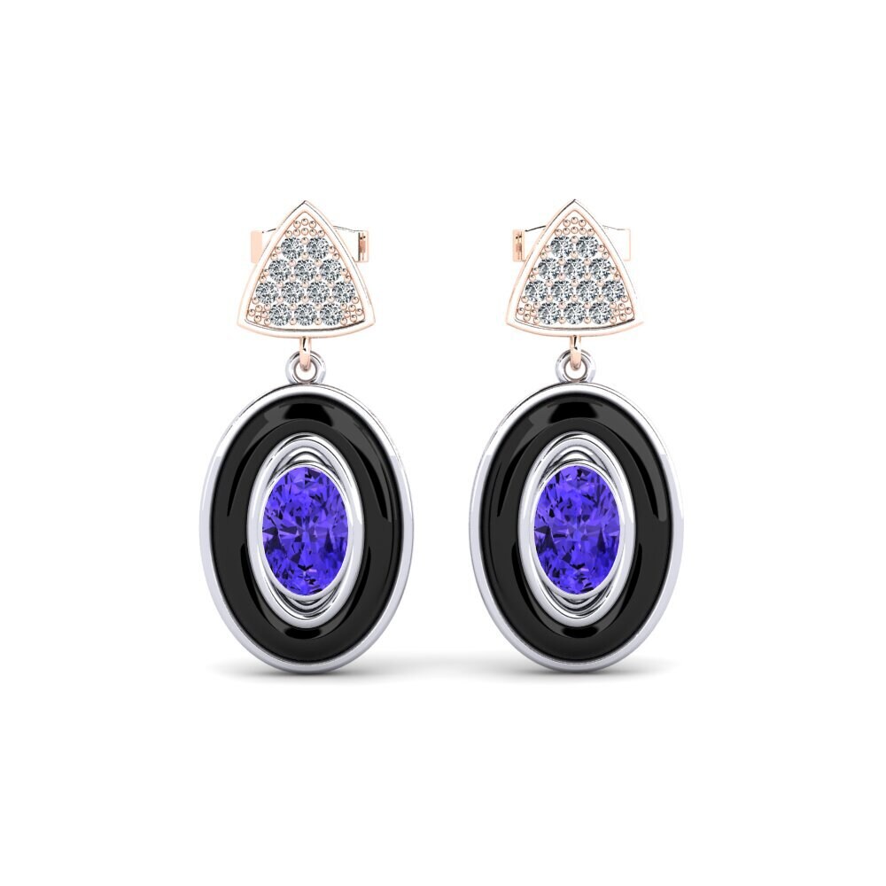 14ct White & Rose Gold Tanzanite Women's Earring Trierty