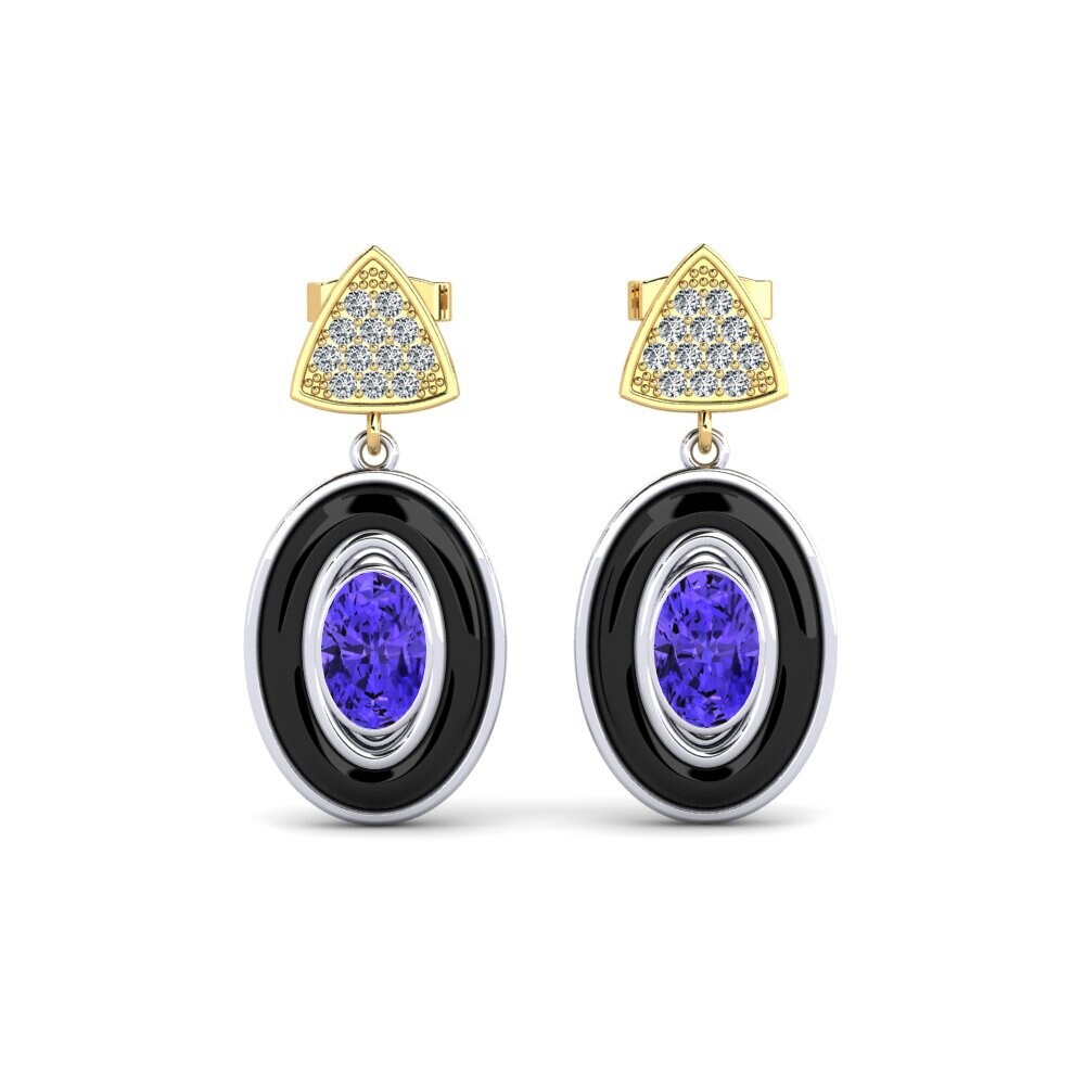 14ct White & Yellow Gold Tanzanite Women's Earring Trierty