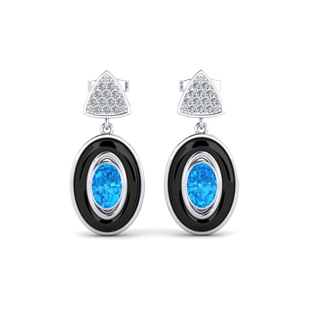 950 Platinum Blue Topaz Women's Earring Trierty