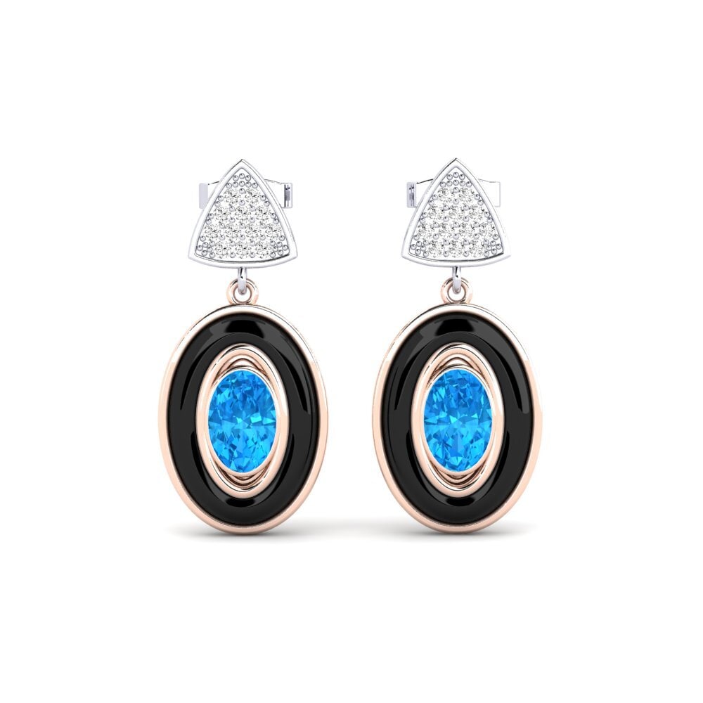 Červené & bílé Zlato 375 Modrý topaz Dámský náušnice Trierty