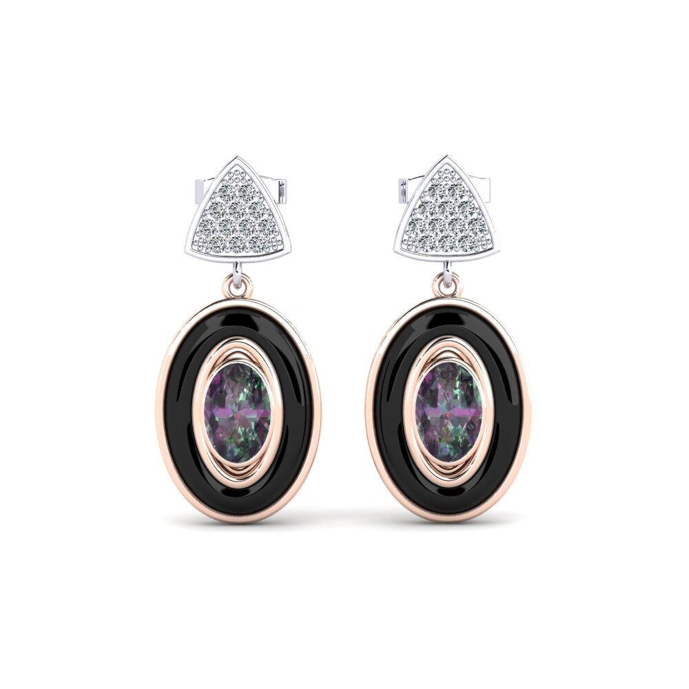 14ct Rose & White Gold Mystic Topaz Women's Earring Trierty