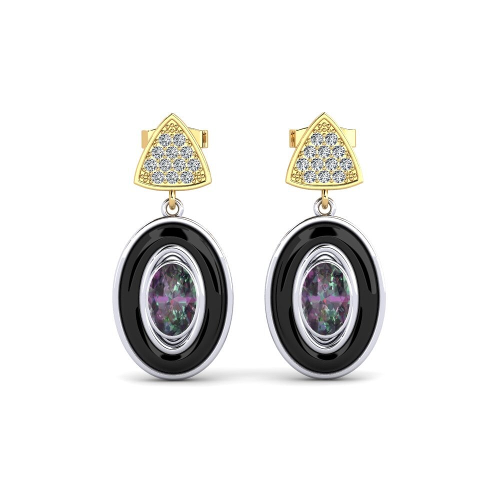 9ct White & Yellow Gold Mystic Topaz Women's Earring Trierty