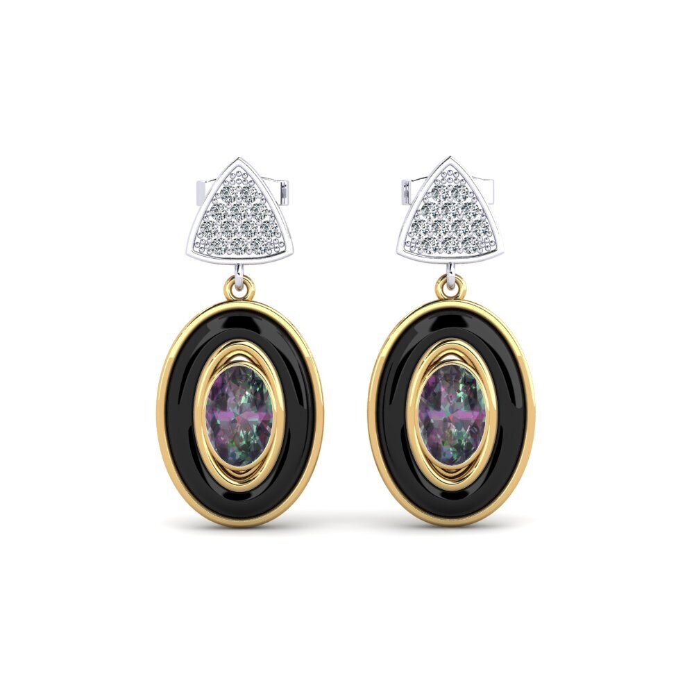 14ct Yellow & White Gold Mystic Topaz Women's Earring Trierty