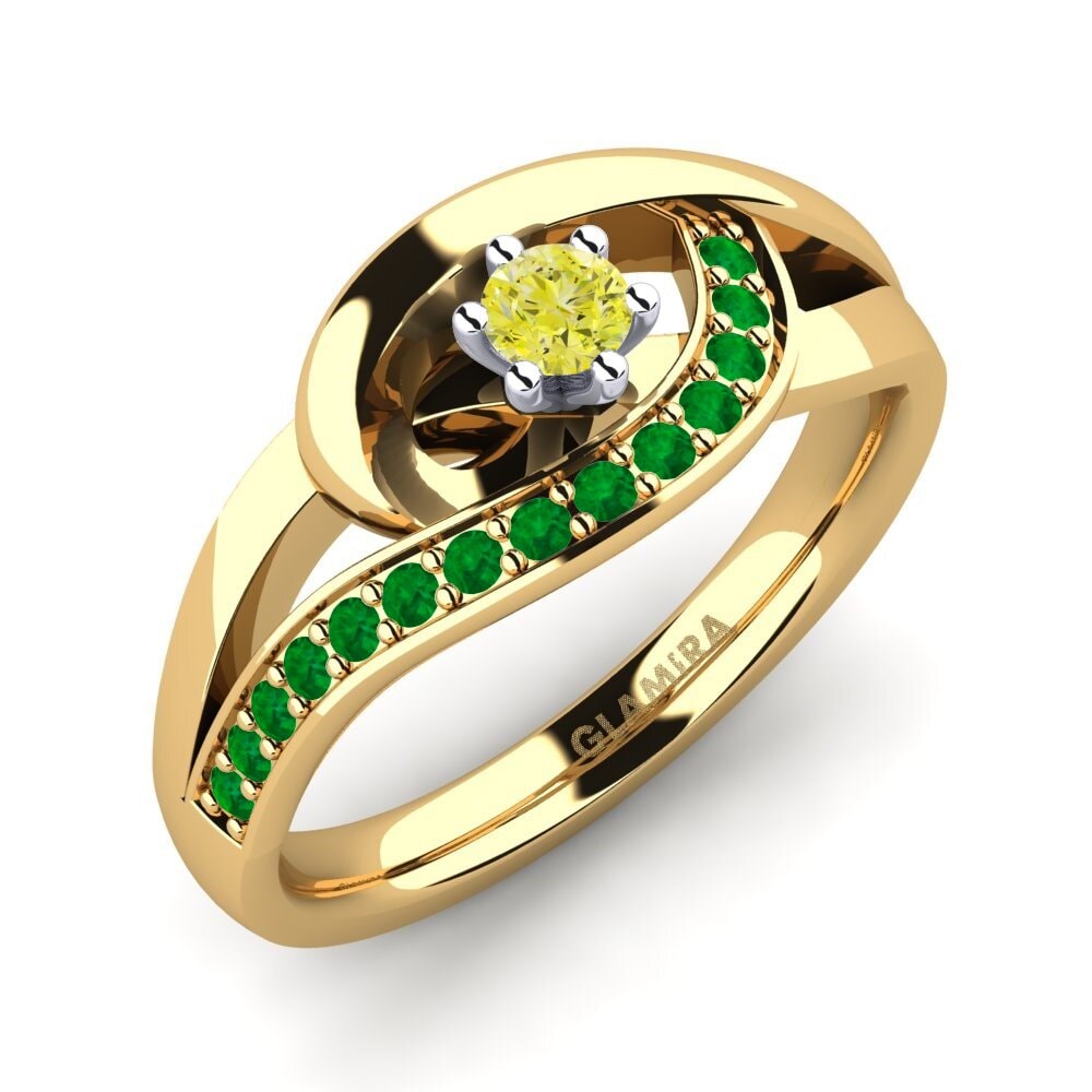9K Yellow & White Gold Engagement Ring Trina 0.1 crt
