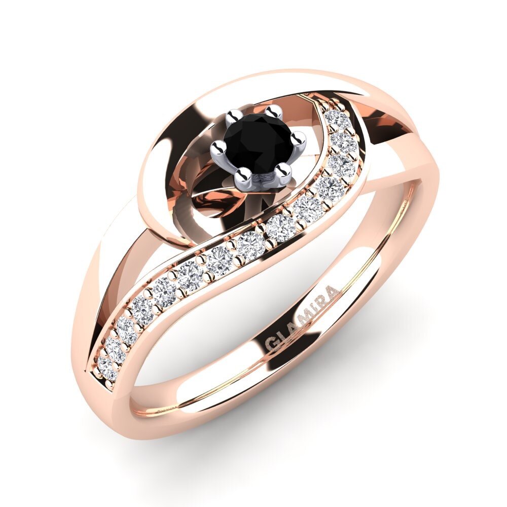 Black Sapphire Engagement Ring Trina 0.1 crt