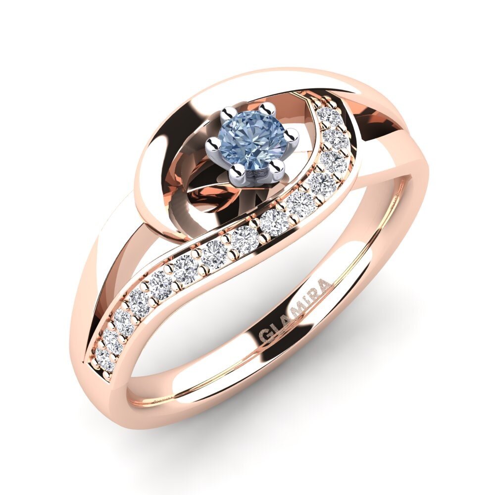 Diamante Azul Anillo de compromiso Trina 0.1 crt