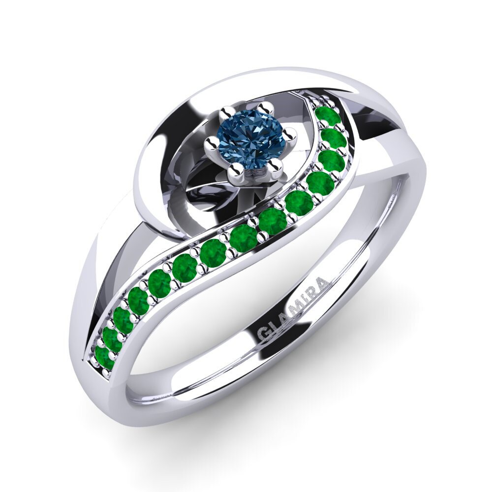 925 Zilver Blauwe Diamant Verlovingsring Trina 0.1 crt