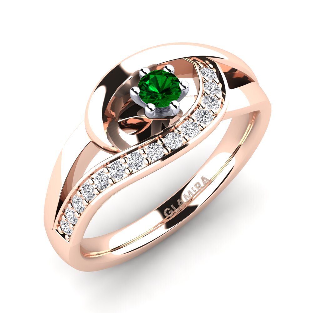 Zircônia Verde Anel de Noivado Trina 0.1 crt