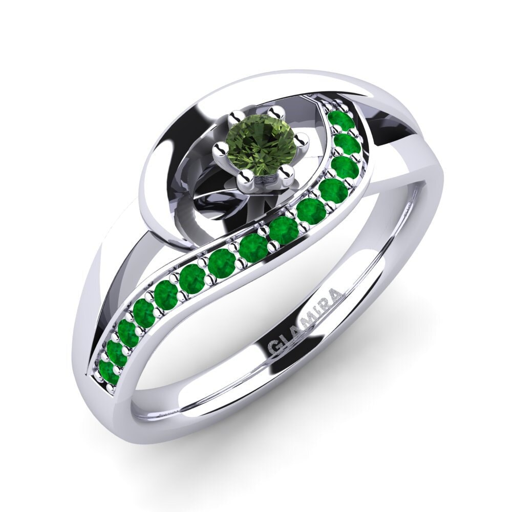 14K Wit Goud Groene Saffier Verlovingsring Trina 0.1 crt