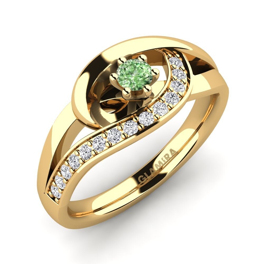 Gelbgold 375 Grüner Diamant Verlobungsring Trina 0.1 crt
