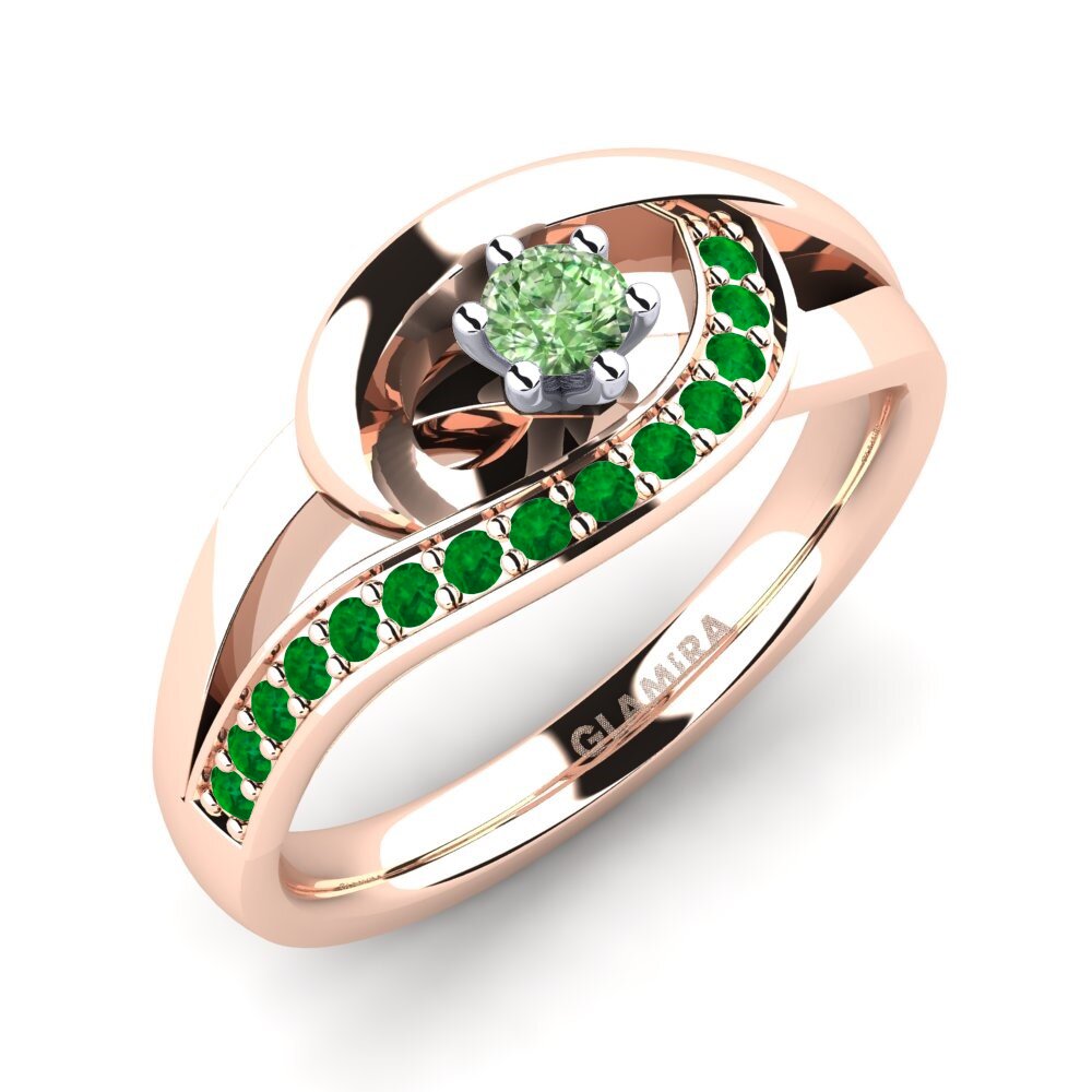 Green Diamond Engagement Ring Trina 0.1 crt