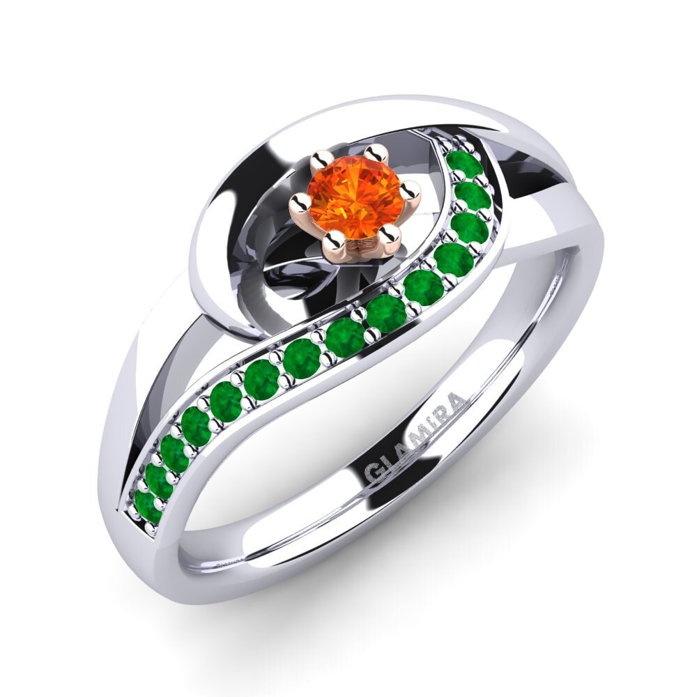 14K Wit & Rood Goud Oranje Saffier Verlovingsring Trina 0.1 crt