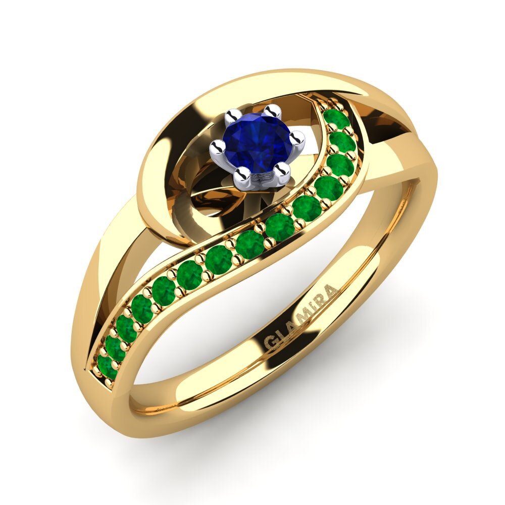 14K Geel & Wit Goud Saffier Verlovingsring Trina 0.1 crt