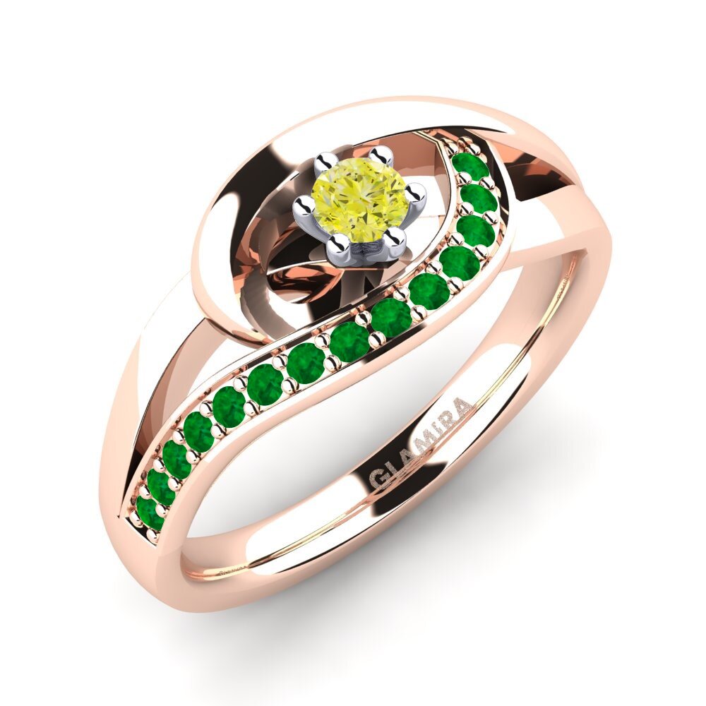 Diamante Amarillo Anillo de compromiso Trina 0.1 crt