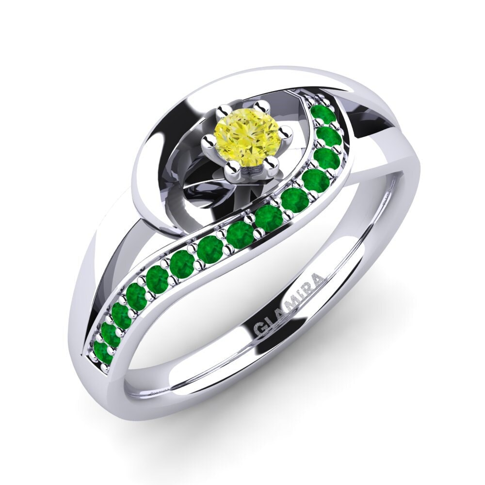 14ct White Gold Yellow Diamond Engagement Ring Trina 0.1 crt
