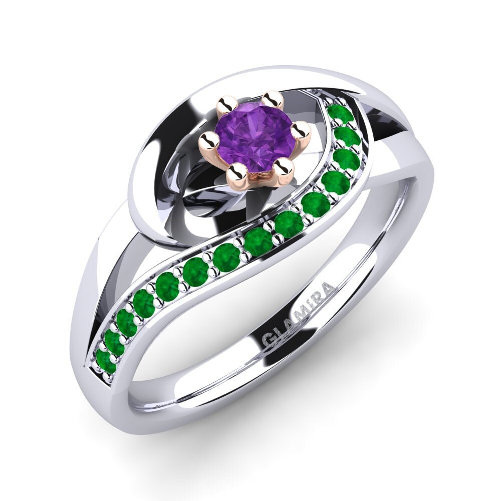 14K Wit & Rood Goud Amethist Verlovingsring Trina 0.16 crt