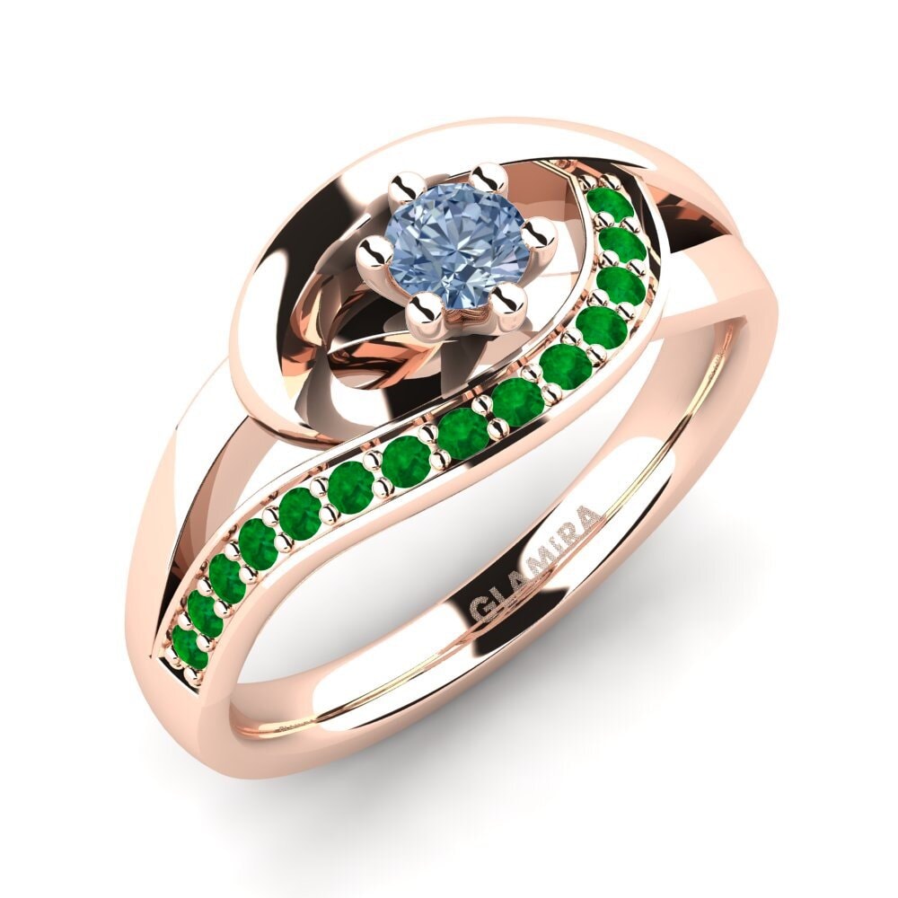 14K Rood Goud Blauwe Diamant Verlovingsring Trina 0.16 crt
