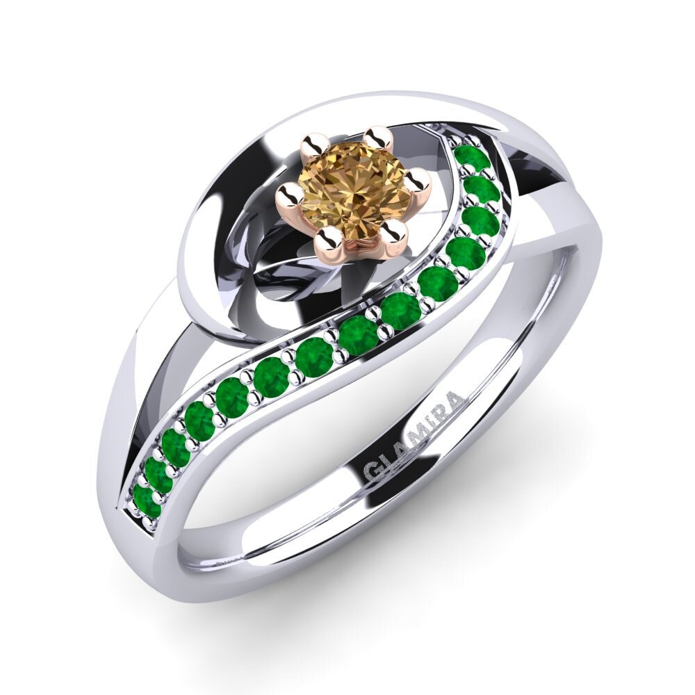 14K Wit & Rood Goud Bruine Diamant Verlovingsring Trina 0.16 crt