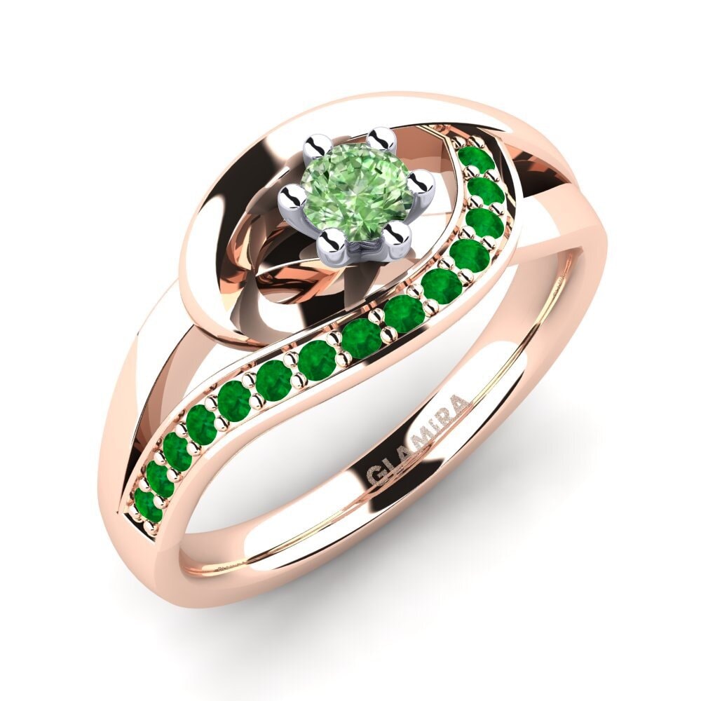 14K Rood & Wit Goud Groene Diamant Verlovingsring Trina 0.16 crt