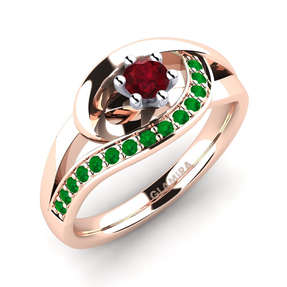 14K Rood & Wit Goud Robijn Verlovingsring Trina 0.16 crt