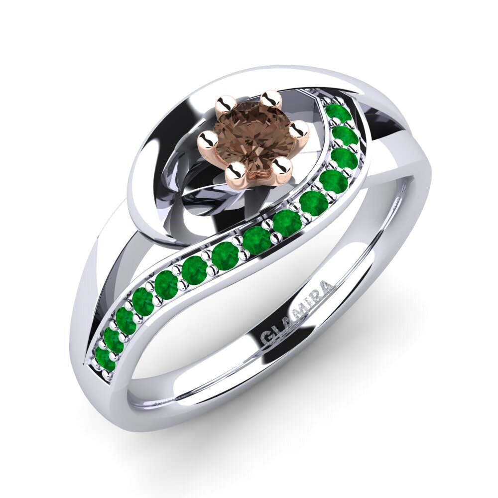 14K Wit & Rood Goud Rook Kwarts Verlovingsring Trina 0.16 crt