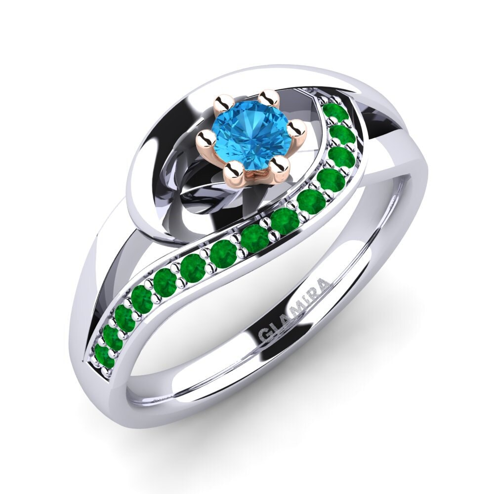 14K Wit & Rood Goud Blauwe Topaas Verlovingsring Trina 0.16 crt