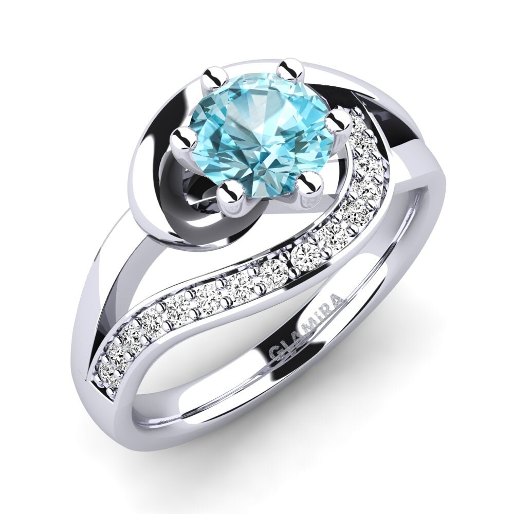 Blue Zircon Engagement Ring Trina 0.8 crt