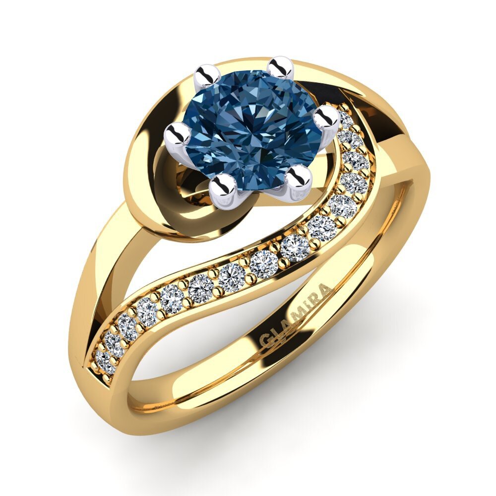 18k Oro Amarillo & Blanco Anillo de compromiso Trina 0.8 crt