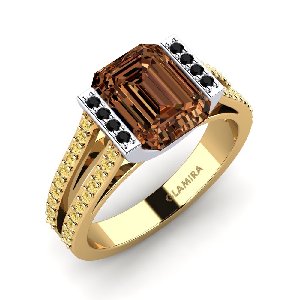 18k Oro Amarillo & Blanco Anillo de compromiso Trinetta