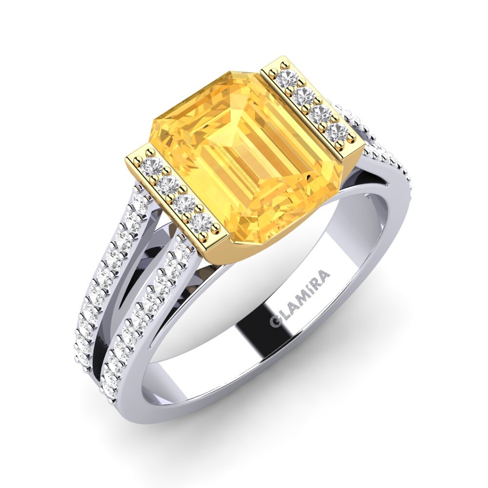 9k Oro Blanco & Amarillo Anillo de compromiso Trinetta