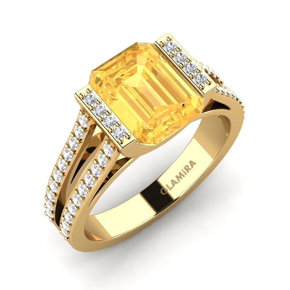 14k Oro Amarillo Anillo de compromiso Trinetta
