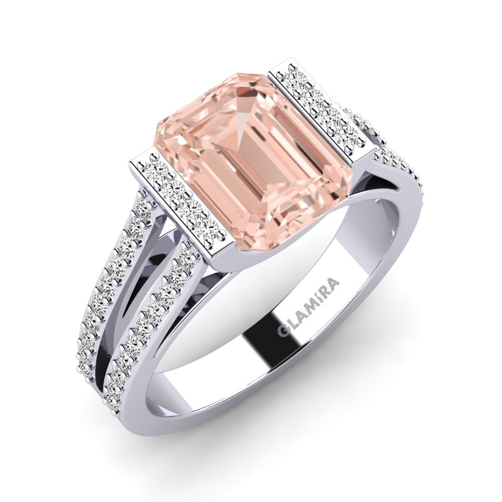 Paladio 950 Morganita Anillo de compromiso Trinetta