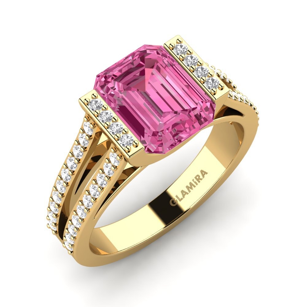 9ct Yellow Gold Pink Tourmaline Engagement Ring Trinetta