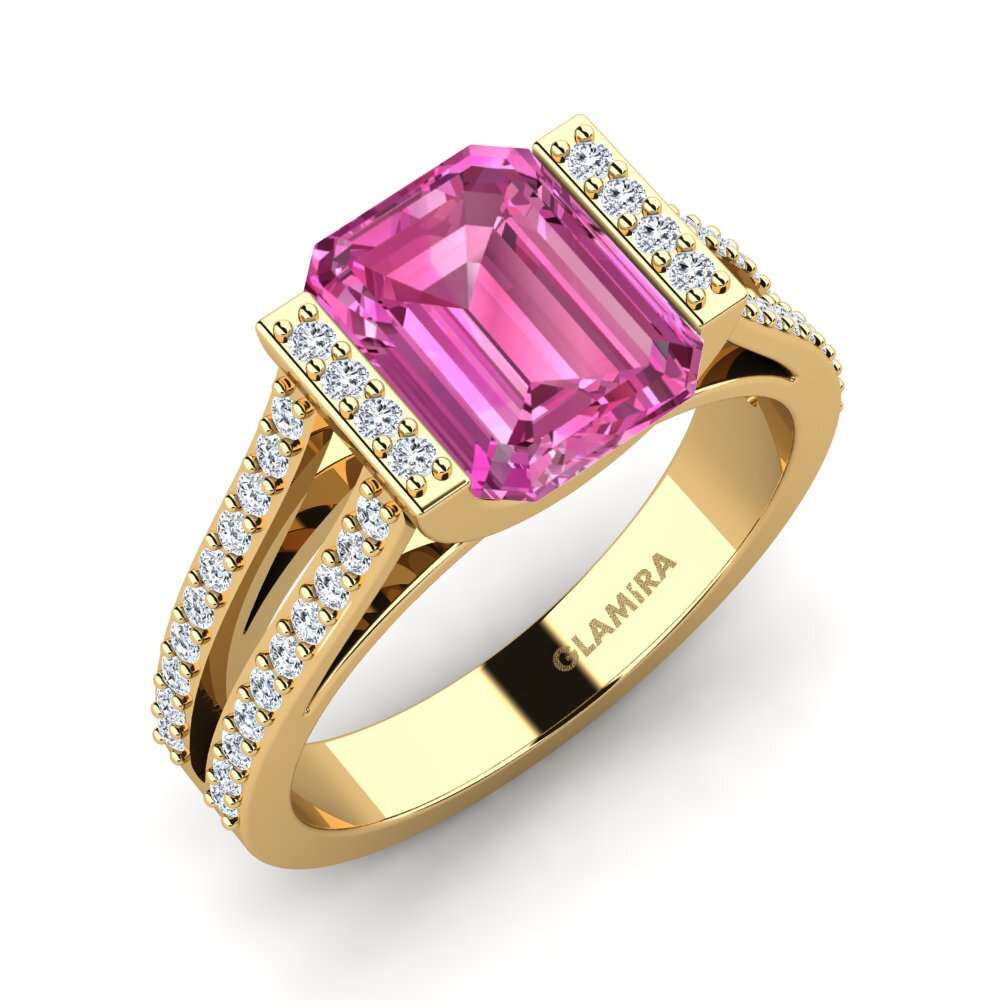 Emerald Cut Pink Topaz Engagement Ring Trinetta