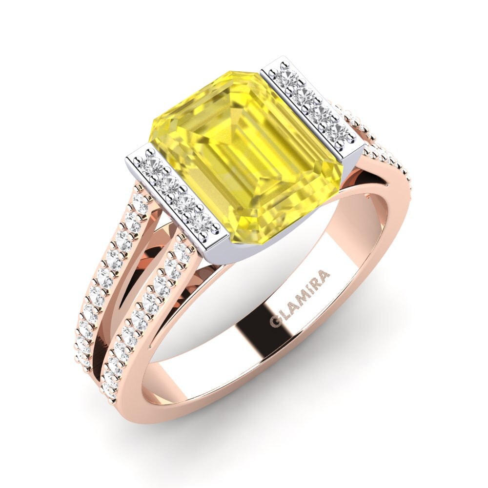 14k Rose & White Gold Yellow Sapphire Engagement Ring Trinetta