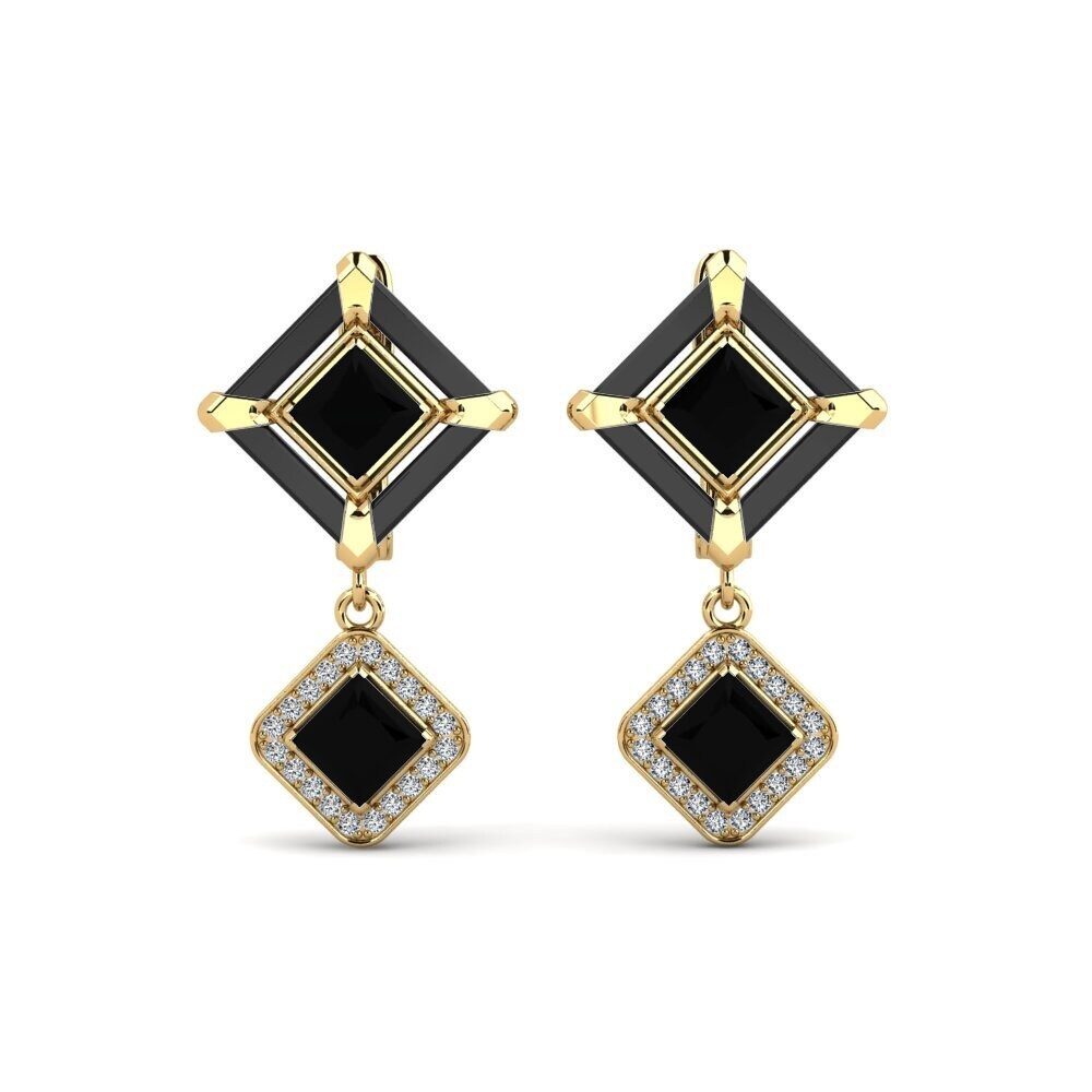 9ct Yellow Gold Black Sapphire Women's Earring Trudies