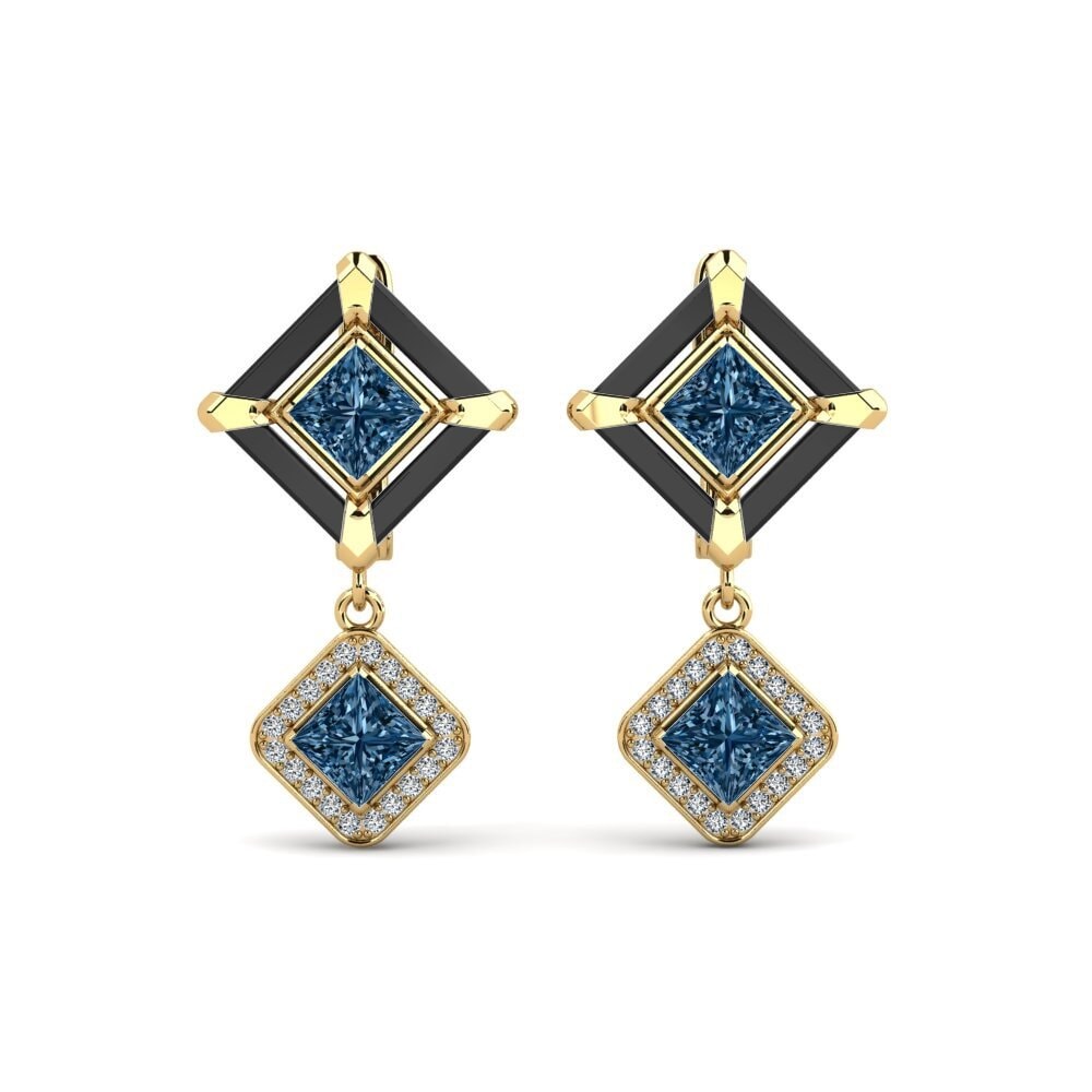 9ct Yellow Gold Blue Diamond Women's Earring Trudies