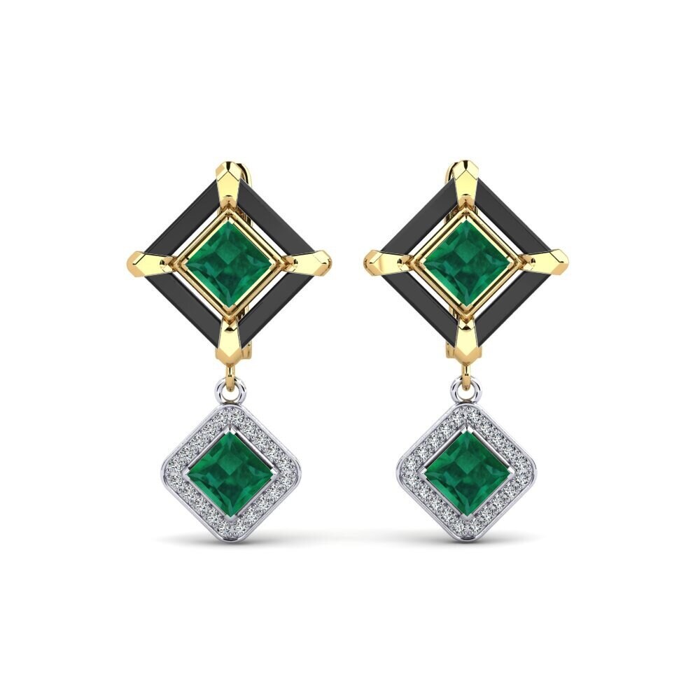 14ct Yellow & White Gold Emerald Women's Earring Trudies