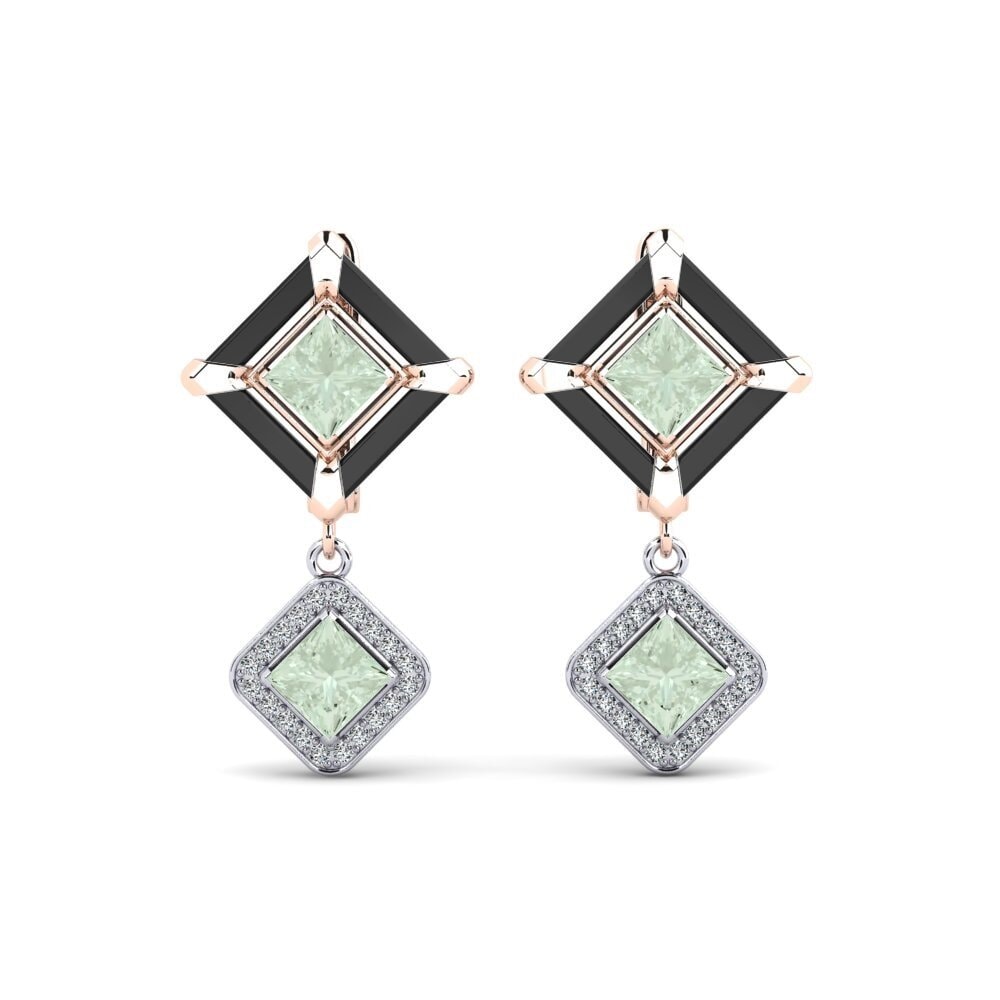 14ct Rose & White Gold Green Amethyst Women's Earring Trudies