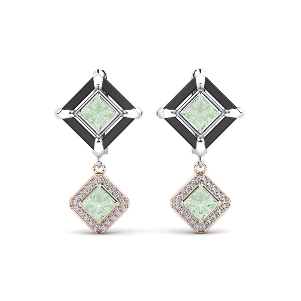 14ct White & Rose Gold Green Amethyst Women's Earring Trudies