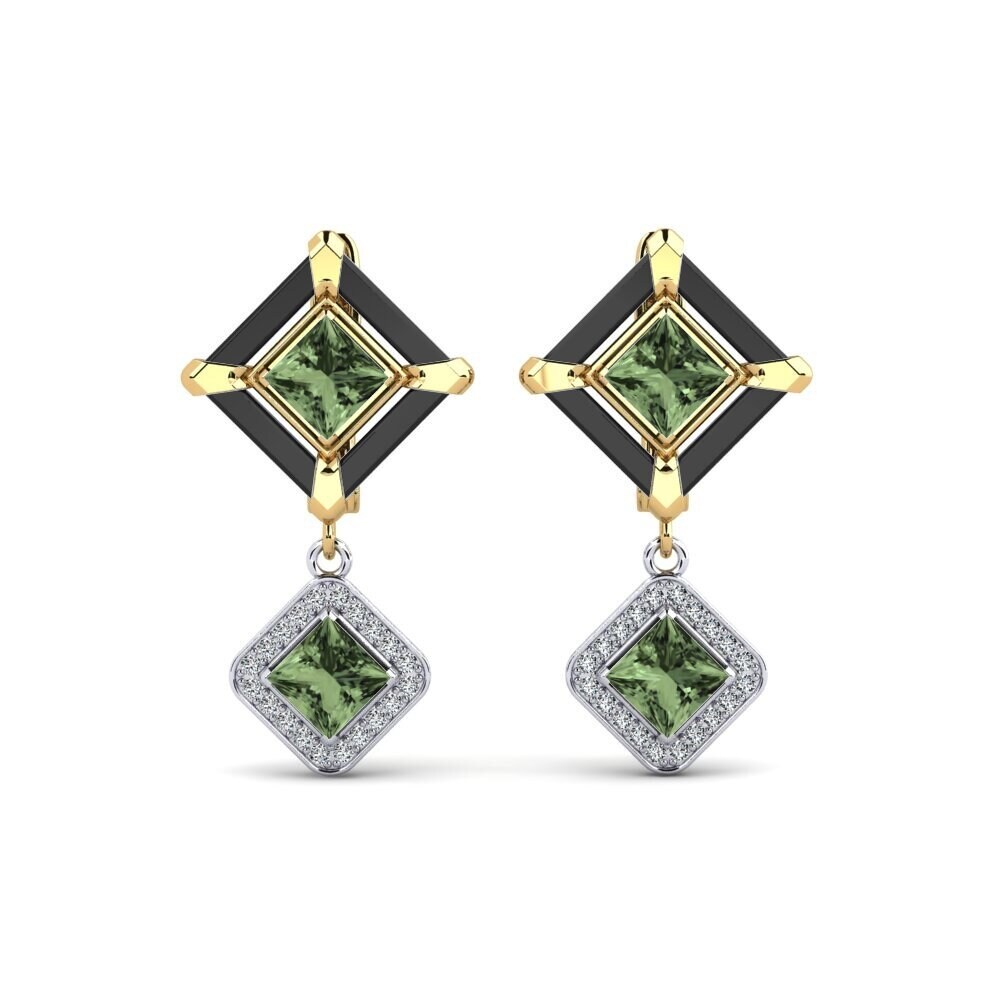 14ct Yellow & White Gold Green Sapphire Women's Earring Trudies